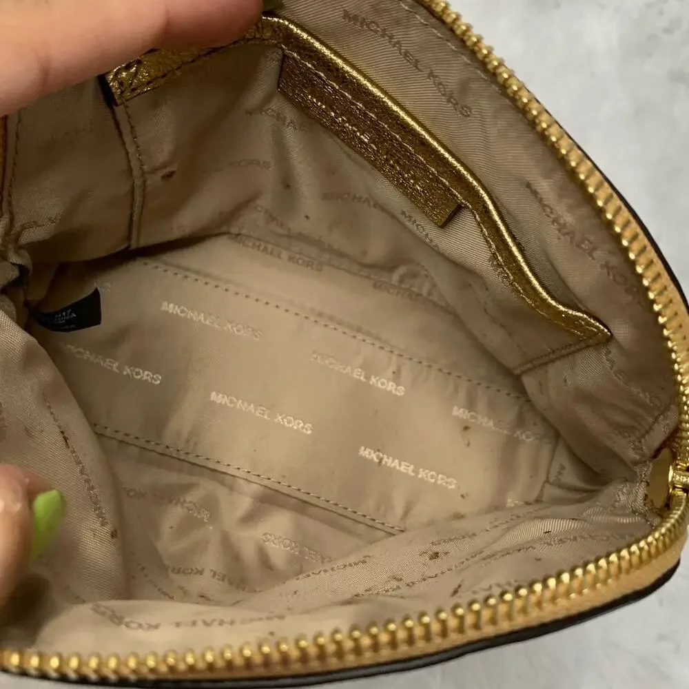Michael Kors Gold Cosmetic Case / Make up Bag